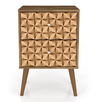 Table de nuit Liberty de Manhattan Comfort de style moderne du milieu du 20e siècle avec 2 tiroirs à extension complète - brune