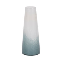 Vase de 11 po en verre à motif d’eaux bleu clair - bleu et blanc