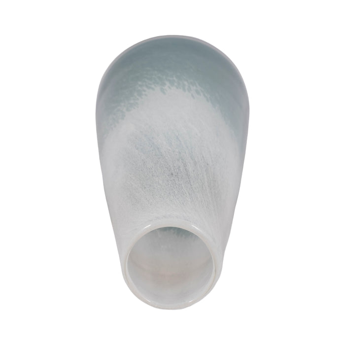 Vase de 11 po en verre à motif d’eaux bleu clair - bleu et blanc