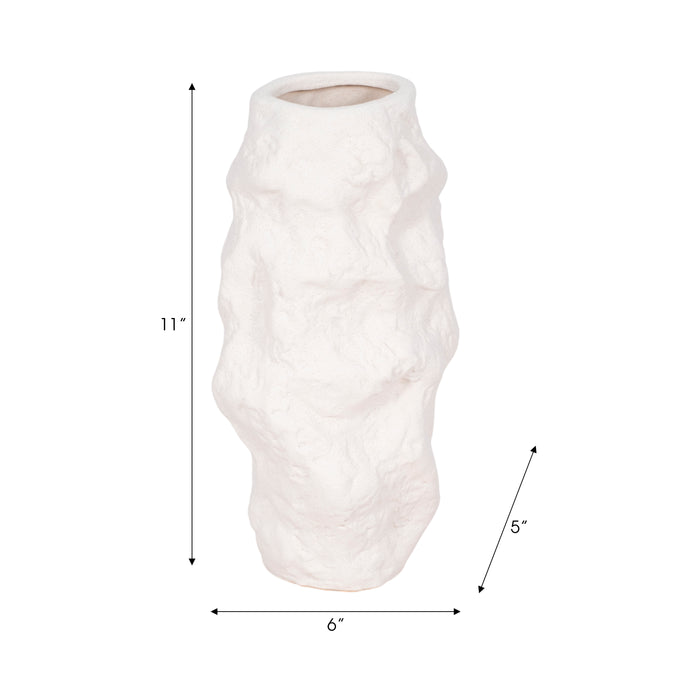 Vase de 11 po en céramique à texture irrégulière - blanc