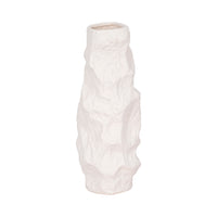 Vase de 17 po en céramique à texture irrégulière - blanc