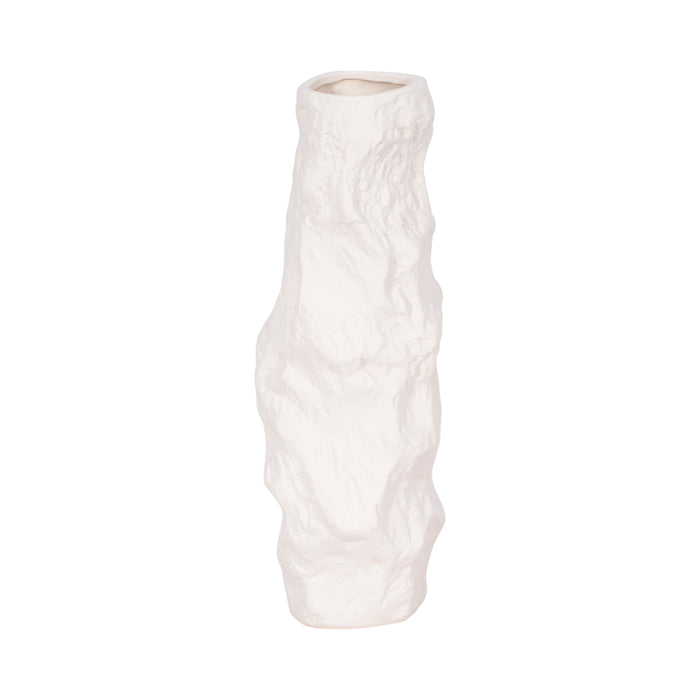 Vase de 17 po en céramique à texture irrégulière - blanc