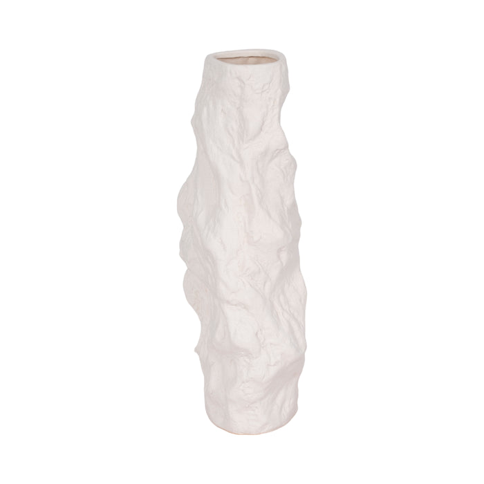 Vase de 17 po en céramique à texture irrégulière - blanc