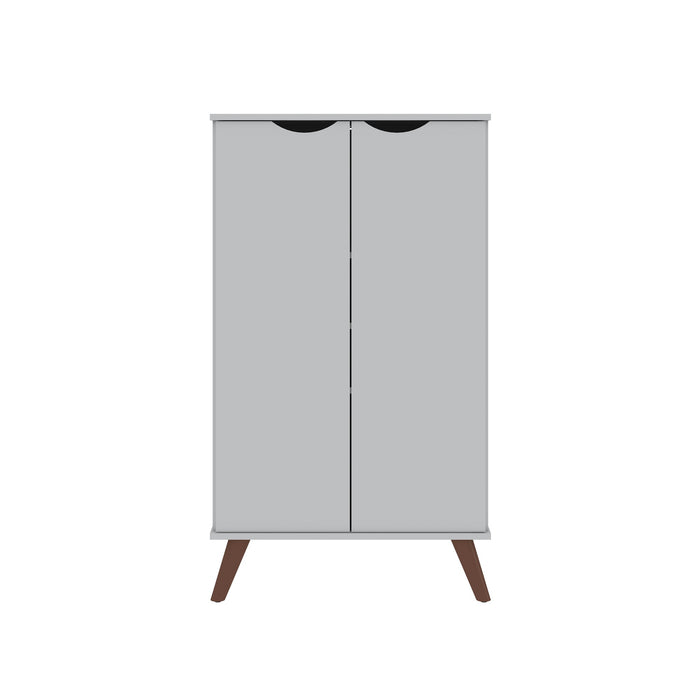 Armoire à chaussures Hampton de Manhattan Comfort avec 4 tablettes et pattes en bois massif - blanche