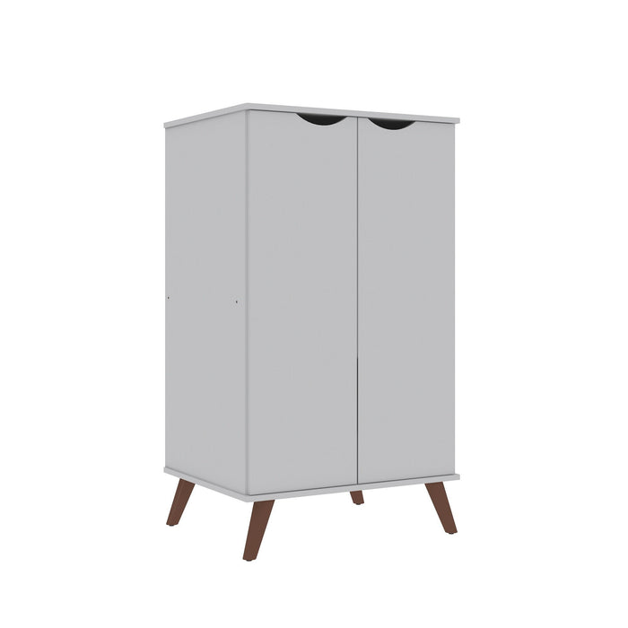 Armoire à chaussures Hampton de Manhattan Comfort avec 4 tablettes et pattes en bois massif - blanche
