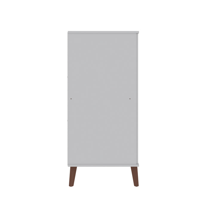 Armoire à chaussures Hampton de Manhattan Comfort avec 4 tablettes et pattes en bois massif - blanche