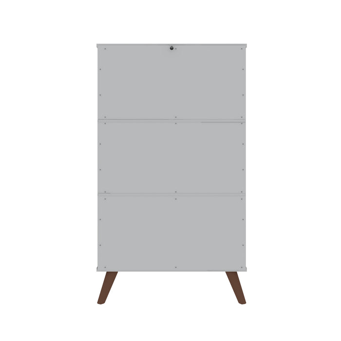 Armoire à chaussures Hampton de Manhattan Comfort avec 4 tablettes et pattes en bois massif - blanche