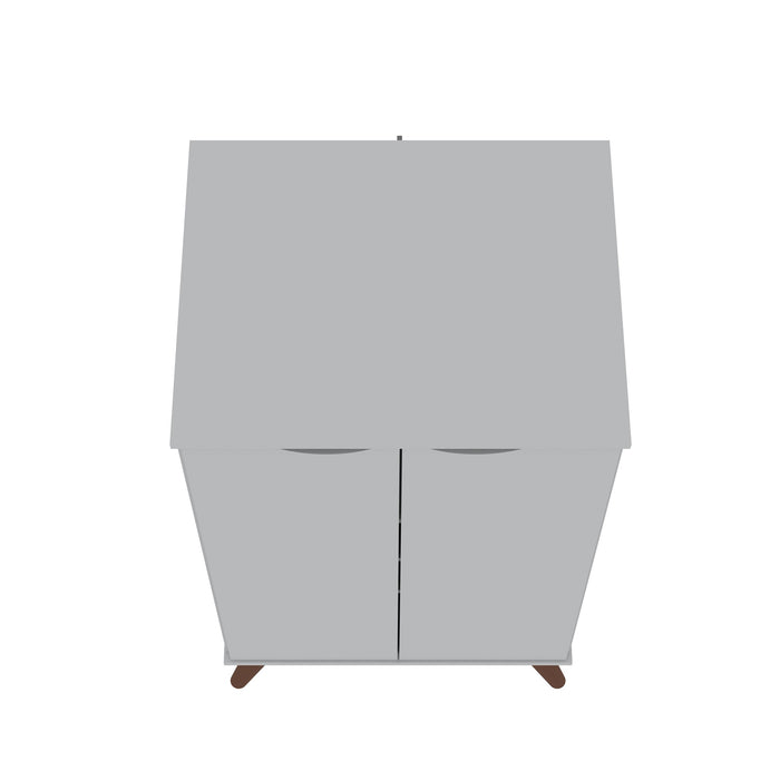 Armoire à chaussures Hampton de Manhattan Comfort avec 4 tablettes et pattes en bois massif - blanche