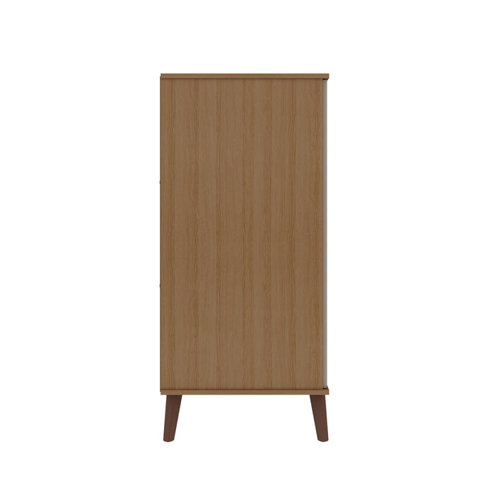 Armoire à chaussures Hampton de Manhattan Comfort avec 4 tablettes et pattes en bois massif - blanc cassé