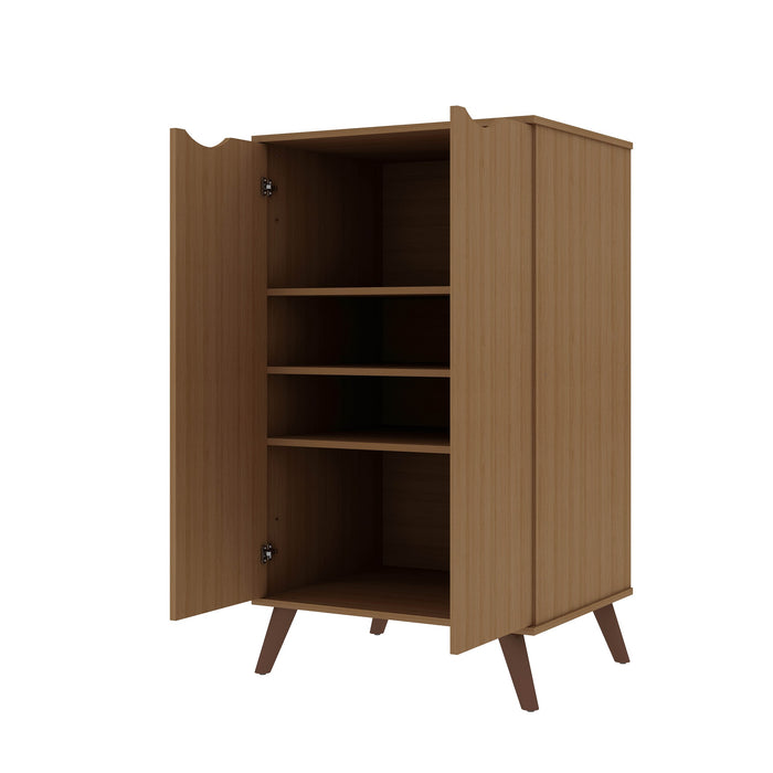 Armoire à chaussures Hampton de Manhattan Comfort avec 4 tablettes et pattes en bois massif - crème d'érable