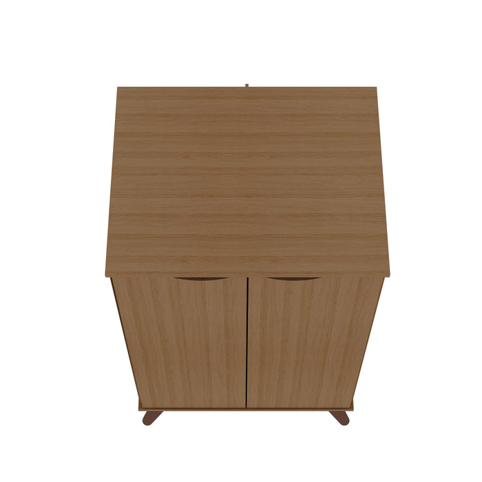 Armoire à chaussures Hampton de Manhattan Comfort avec 4 tablettes et pattes en bois massif - crème d'érable