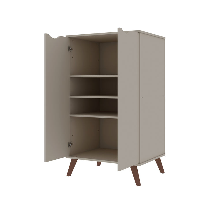 Armoire à chaussures Hampton de Manhattan Comfort avec 4 tablettes et pattes en bois massif - blanc cassé et crème d’érable