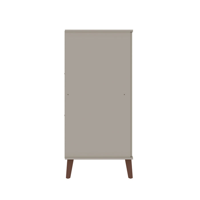 Armoire à chaussures Hampton de Manhattan Comfort avec 4 tablettes et pattes en bois massif - blanc cassé et crème d’érable