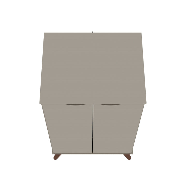 Armoire à chaussures Hampton de Manhattan Comfort avec 4 tablettes et pattes en bois massif - blanc cassé et crème d’érable