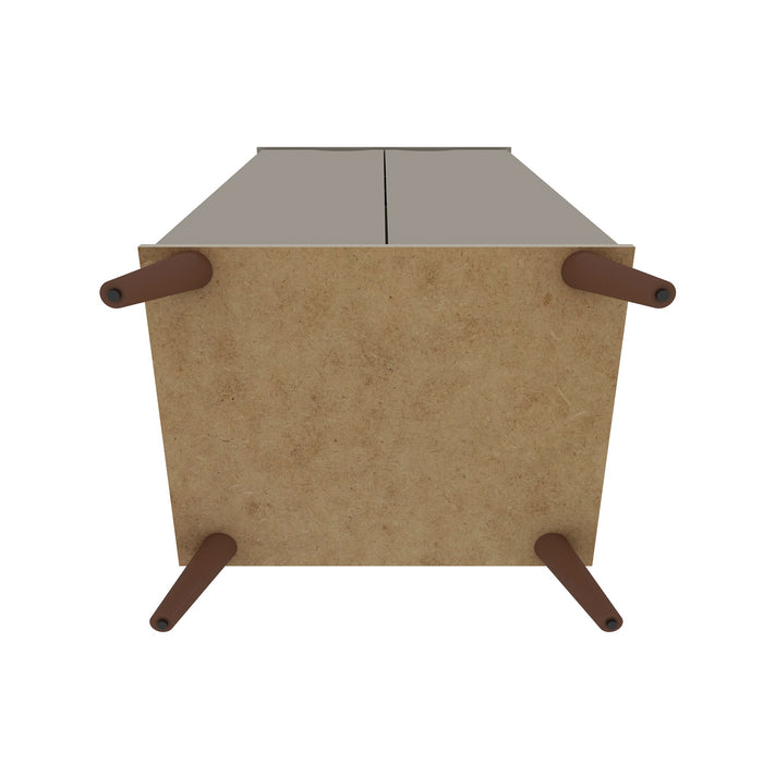 Armoire à chaussures Hampton de Manhattan Comfort avec 4 tablettes et pattes en bois massif - blanc cassé et crème d’érable