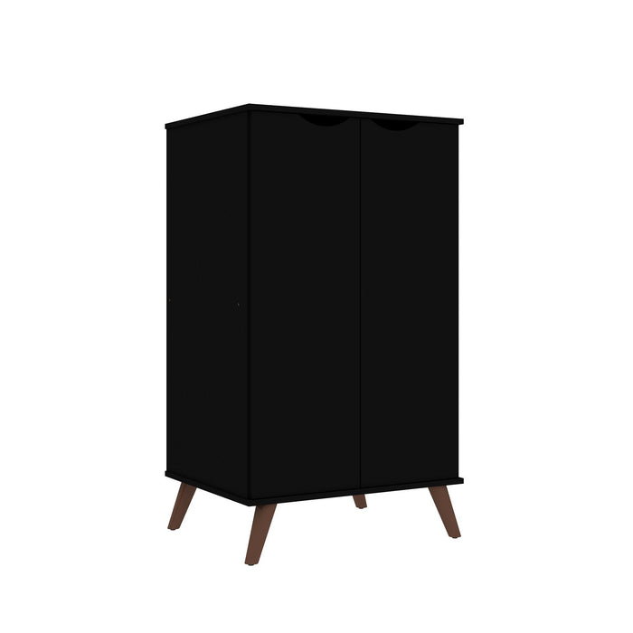 Armoire à chaussures Hampton de Manhattan Comfort avec 4 tablettes et pattes en bois massif - noire