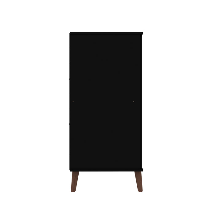 Armoire à chaussures Hampton de Manhattan Comfort avec 4 tablettes et pattes en bois massif - noire