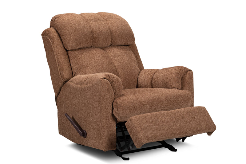 Fauteuil berçant inclinable de 35 po fabriqué au Canada en tissu de chenille - brun