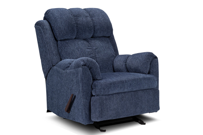 Fauteuil berçant inclinable de 35 po fabriqué au Canada en tissu de chenille - bleu marine