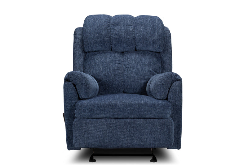 Fauteuil berçant inclinable de 35 po fabriqué au Canada en tissu de chenille - bleu marine