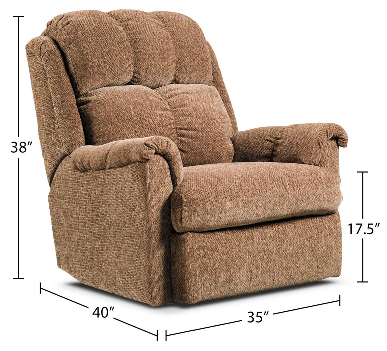 Fauteuil à inclinaison électrique de 35 po fabriqué au Canada en tissu de chenille - brun