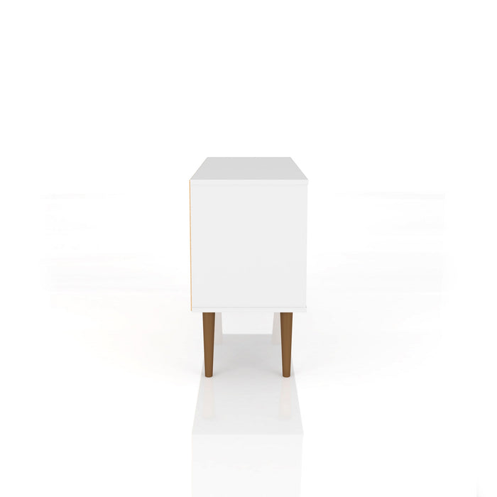 Meuble pour téléviseur Liberty de Manhattan Comfort de 42,52 po de style moderne du milieu du 20e siècle avec 2 tablettes et 1 porte - blanc et jaune