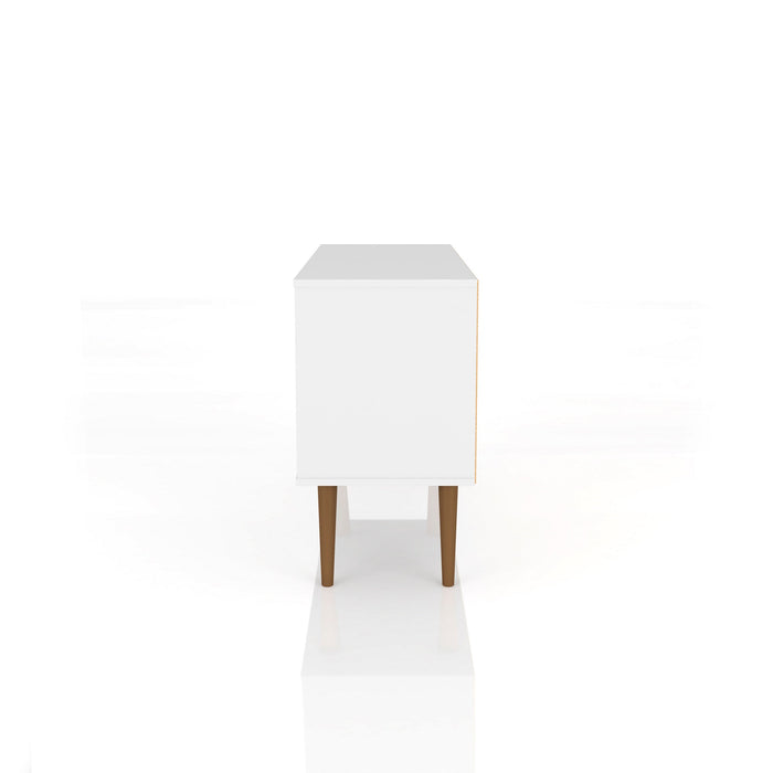 Meuble pour téléviseur Liberty de Manhattan Comfort de 42,52 po de style moderne du milieu du 20e siècle avec 2 tablettes et 1 porte - blanc et jaune