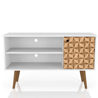 Meuble pour téléviseur Liberty de Manhattan Comfort de 42,52 po de style moderne du milieu du 20e siècle avec 2 tablettes et 1 porte - blanc