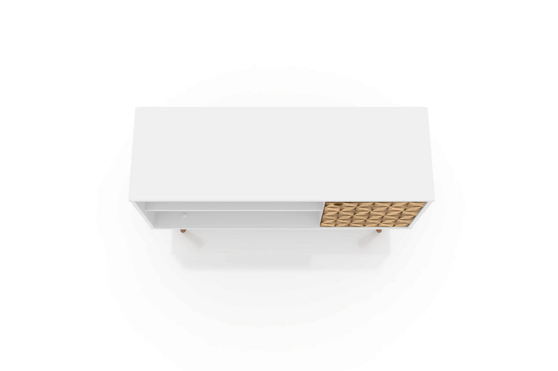 Meuble pour téléviseur Liberty de Manhattan Comfort de 42,52 po de style moderne du milieu du 20e siècle avec 2 tablettes et 1 porte - blanc