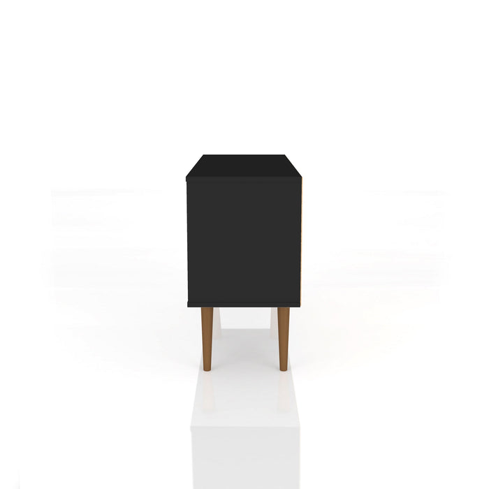 Meuble pour téléviseur Liberty de Manhattan Comfort de 42,52 po de style moderne du milieu du 20e siècle avec 2 tablettes et 1 porte - noir