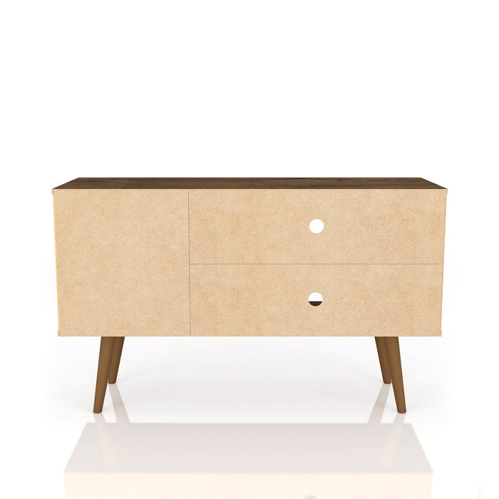 Meuble pour téléviseur Liberty de Manhattan Comfort de 42,52 po de style moderne du milieu du 20e siècle avec 2 tablettes et 1 porte - brun rustique et jaune