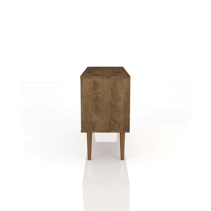 Meuble pour téléviseur Liberty de Manhattan Comfort de 42,52 po de style moderne du milieu du 20e siècle avec 2 tablettes et 1 porte - brun rustique