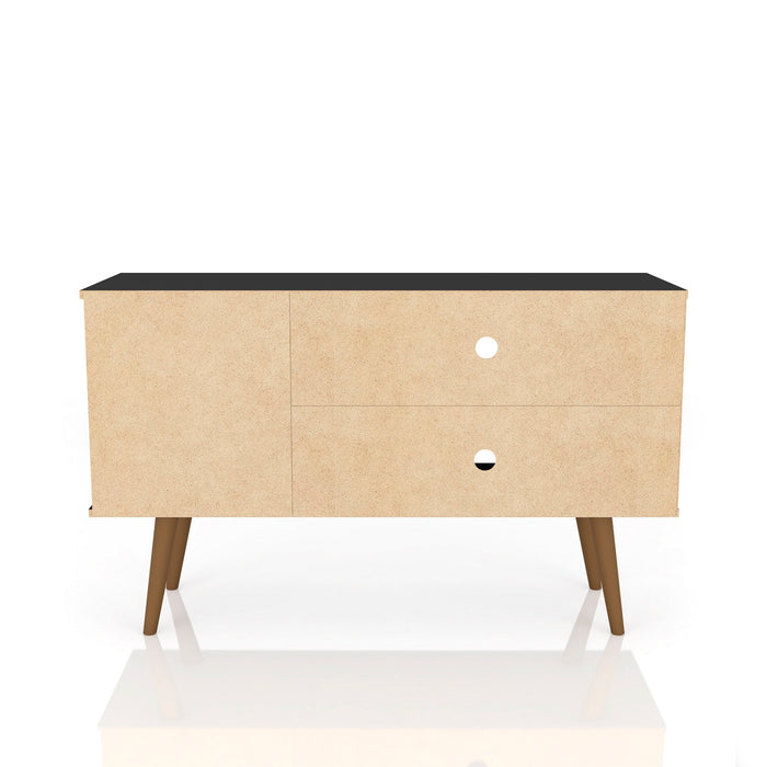 Meuble pour téléviseur Liberty de Manhattan Comfort de 42,52 po de style moderne du milieu du 20e siècle avec 2 tablettes et 1 porte - brun rustique