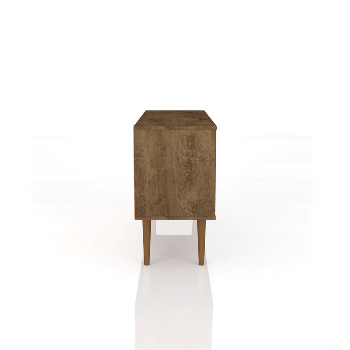 Meuble pour téléviseur Liberty de Manhattan Comfort de 42,52 po de style moderne du milieu du 20e siècle avec 2 tablettes et 1 porte - brun rustique et blanc