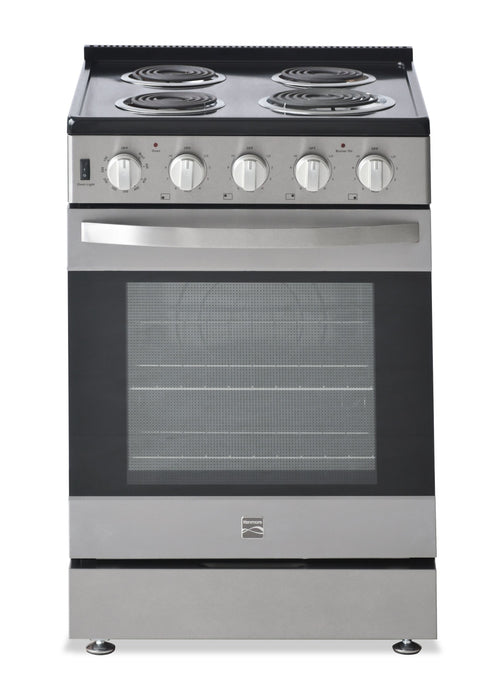 Cuisinière électrique amovible Kenmore de 24 po avec commandes à l’avant et éléments en serpentin - acier inoxydable - KKCTR24-FC-SS 