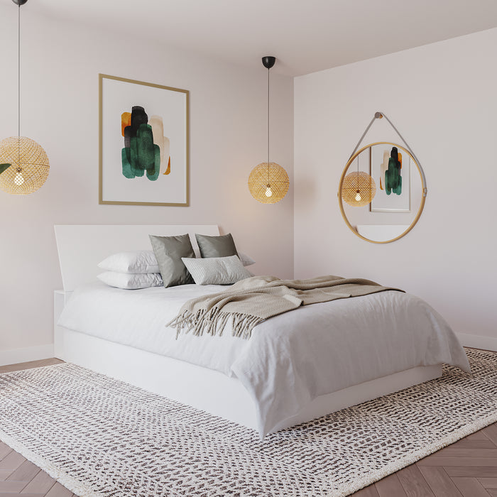 Tête de lit à panneaux Nordika pour lit double - blanche