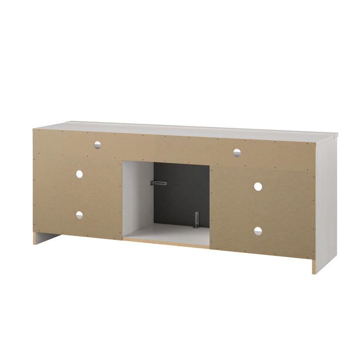 Meuble pour téléviseur Hendrix d’Ameriwood Home de 65 po avec foyer électrique et tablettes - chêne ivoire