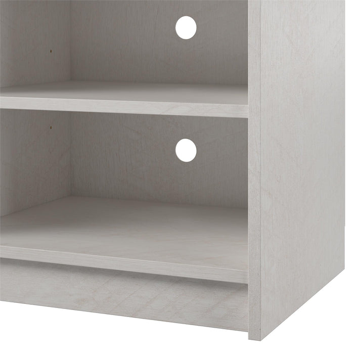 Meuble pour téléviseur Hendrix d’Ameriwood Home de 65 po avec foyer électrique et tablettes - chêne ivoire