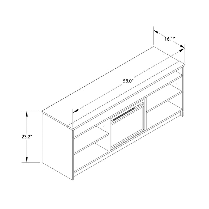 Meuble pour téléviseur Hendrix d’Ameriwood Home de 65 po avec foyer électrique et tablettes - chêne ivoire