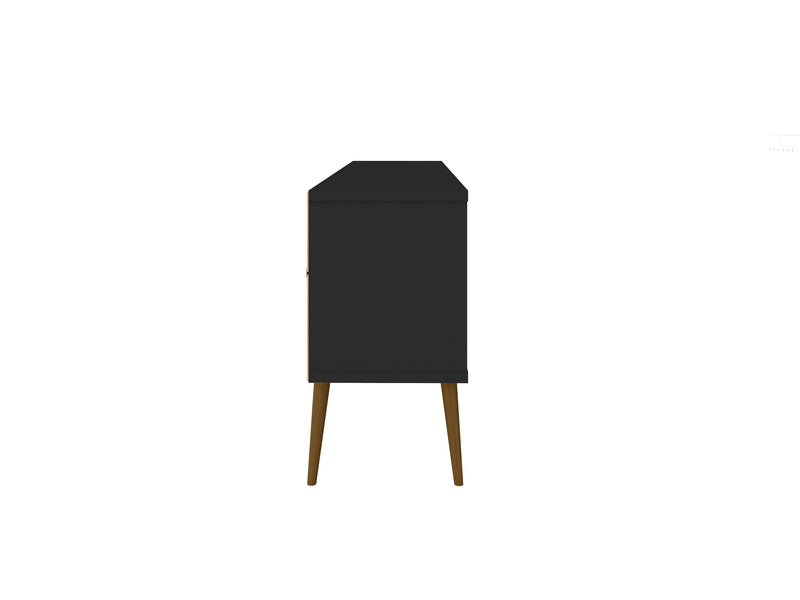 Meuble pour téléviseur Bradley de Manhattan Comfort de 62,99 po noir avec 2 tablettes multimédias et 2 tablettes de rangement - noir