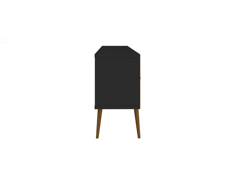 Meuble pour téléviseur Bradley de Manhattan Comfort de 62,99 po noir avec 2 tablettes multimédias et 2 tablettes de rangement - noir