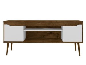 Meuble pour téléviseur Bradley de Manhattan Comfort de 62,99 po avec 2 tablettes multimédias et 2 tablettes de rangement - brun rustique