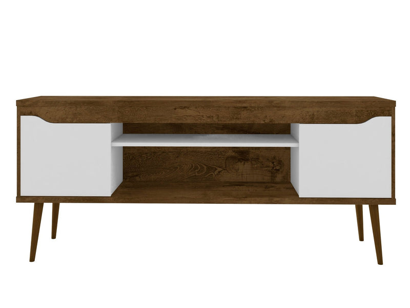Meuble pour téléviseur Bradley de Manhattan Comfort de 62,99 po avec 2 tablettes multimédias et 2 tablettes de rangement - brun rustique