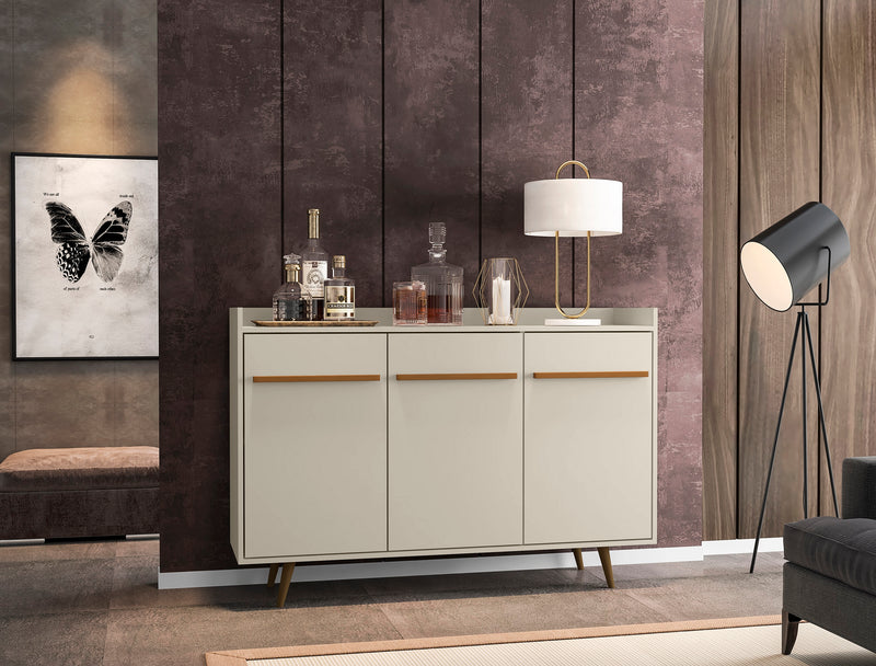 Buffet Bradley de Manhattan Comfort de 53,54 po avec 4 tablettes - blanc cassé