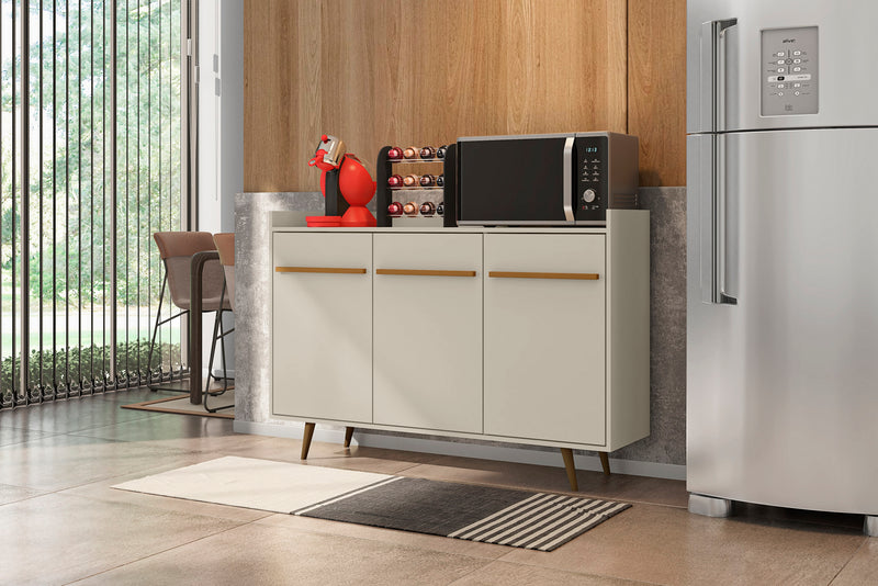 Buffet Bradley de Manhattan Comfort de 53,54 po avec 4 tablettes - blanc cassé