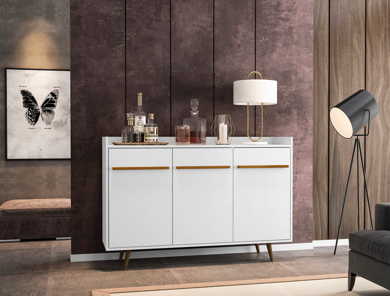 Buffet Bradley de Manhattan Comfort de 53,54 po avec 4 tablettes - blanc