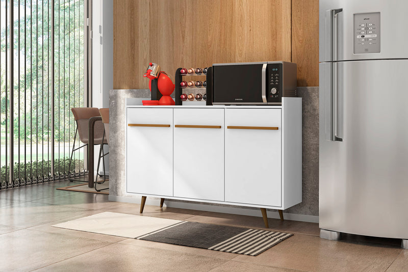 Buffet Bradley de Manhattan Comfort de 53,54 po avec 4 tablettes - blanc