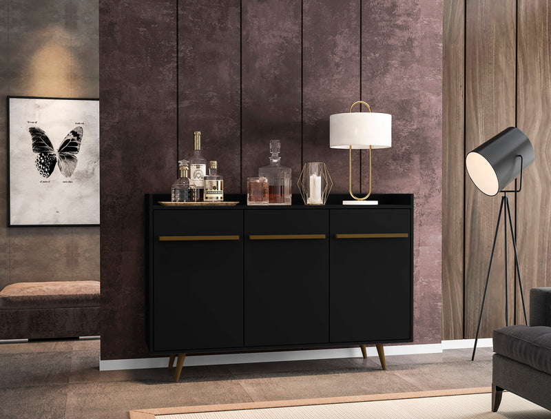 Buffet Bradley de Manhattan Comfort de 53,54 po avec 4 tablettes - noir