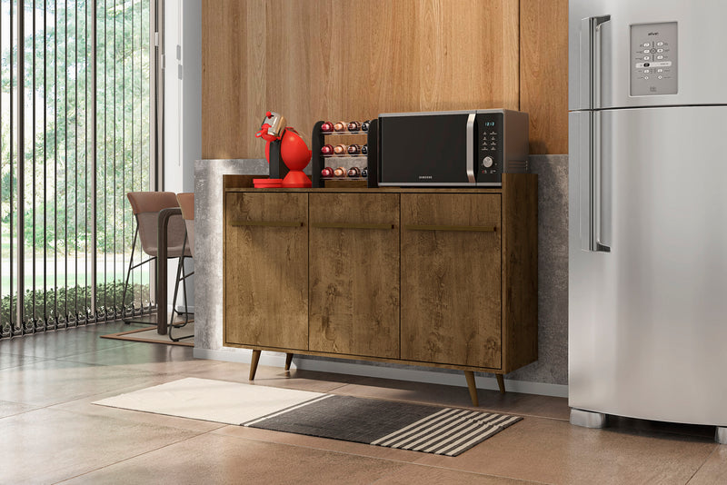 Buffet Bradley de Manhattan Comfort de 53,54 po avec 4 tablettes - brun rustique