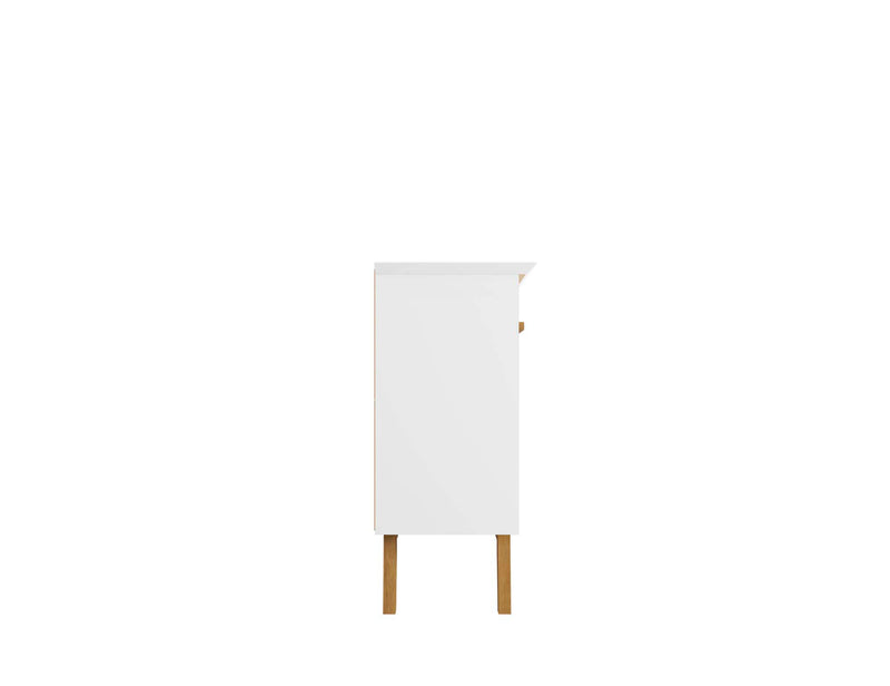 Desserte Yonkers de Manhattan Comfort de 62,99 po avec pattes en bois massif et 2 armoires - blanche